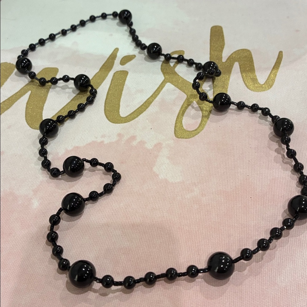 Black Frosted Cold Stone Beaded Over Head Necklace Simple Elegant Jewelry